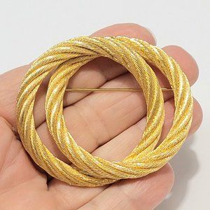 Christian Dior Circle cable rope brooch goldtone